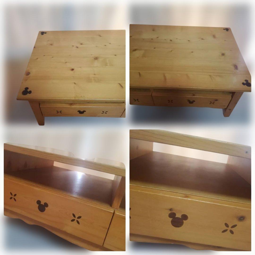 ベルメゾン ディズニー リビングテーブル ミッキーモチーフ 引き出し付き 机