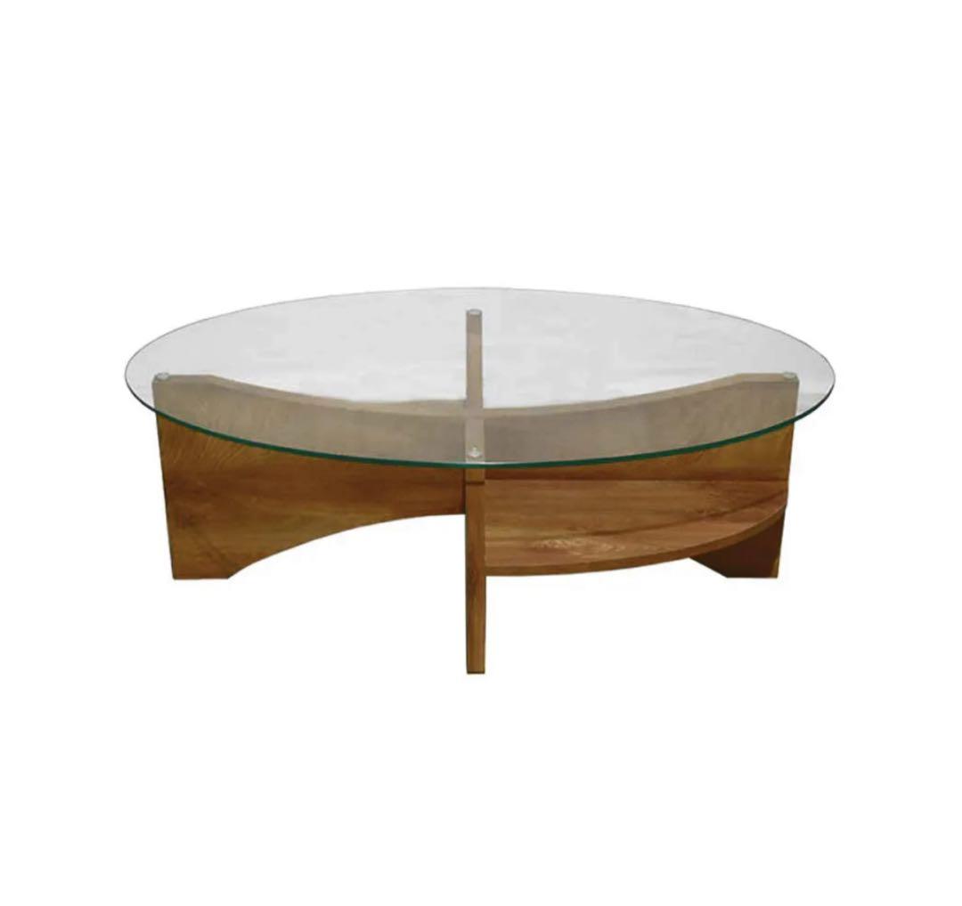 NOCE円形ガラス天板のセンターテーブル【送料込み】【組み立て不要】