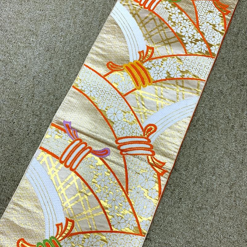 508ag22□七五三 七歳 女児 着物&袋帯&長襦袢 総絞風 毬 花□良好