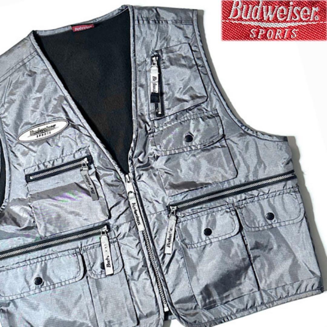 【90s】【Budweiser】マルチポケット ナイロン ベスト 古着 企業