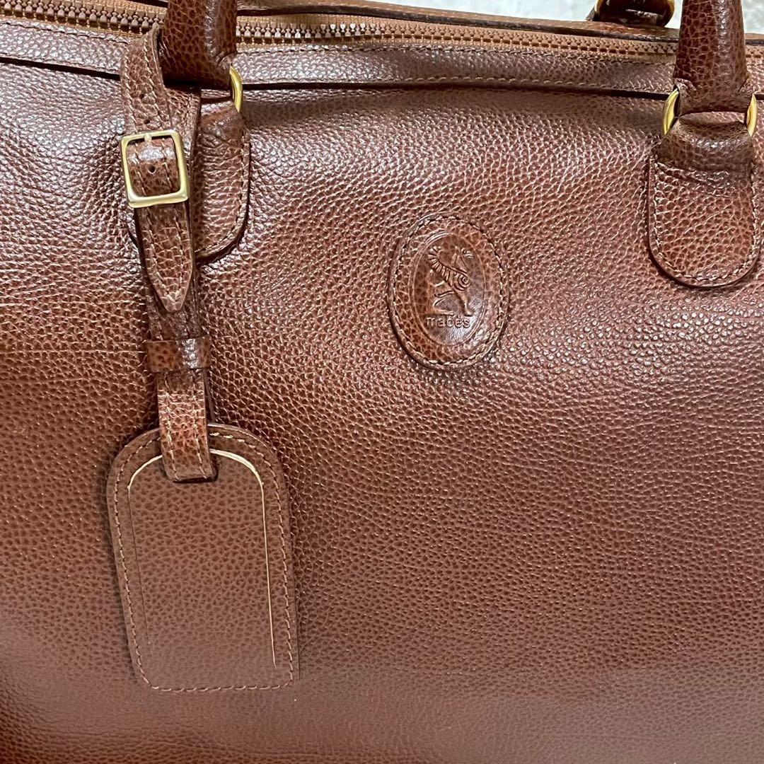 良品　ゲンテン　ボストンバッグ　レザー　2wayショルダー付　ブラウン