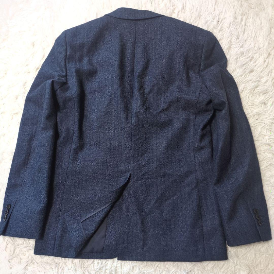 スーツセレクト　スリーピース　スーツセットアップ　ネイビー　ヘリンボーン　A5