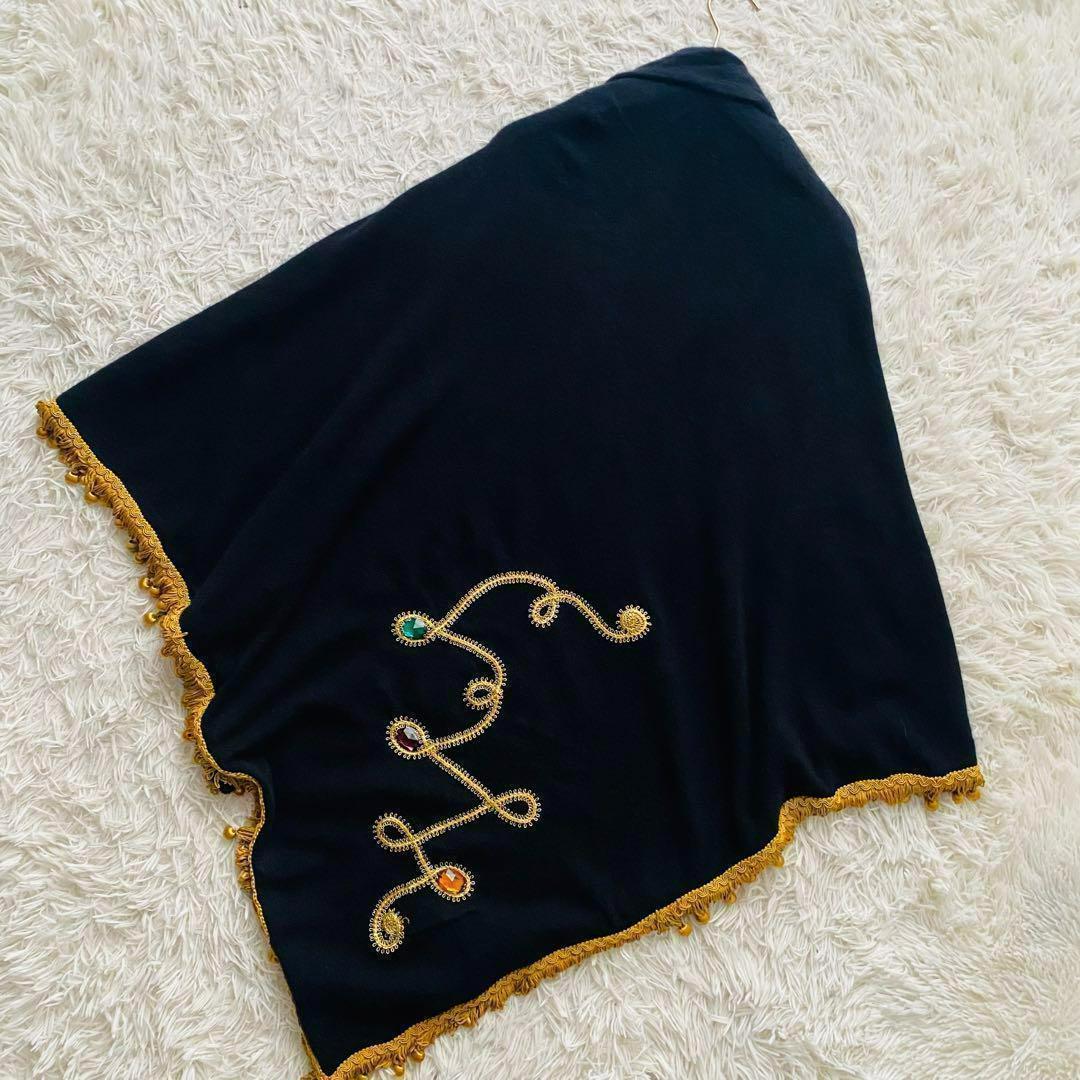 美品 シリンギルド カシミヤ100% ビジュー 刺繍 大判ポンチョ 大きいサイズ