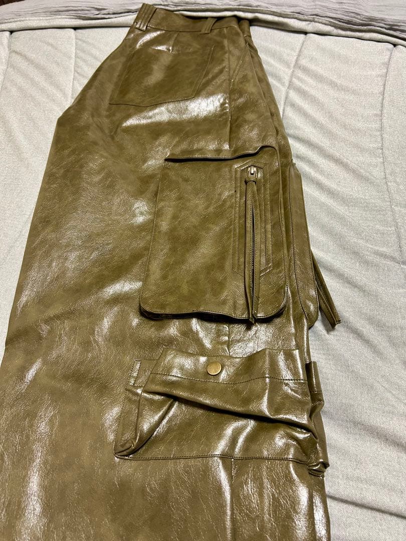 soerte ヴィンテージライクミリタリーカーゴパンツ(合皮) サイズ1 カーキ