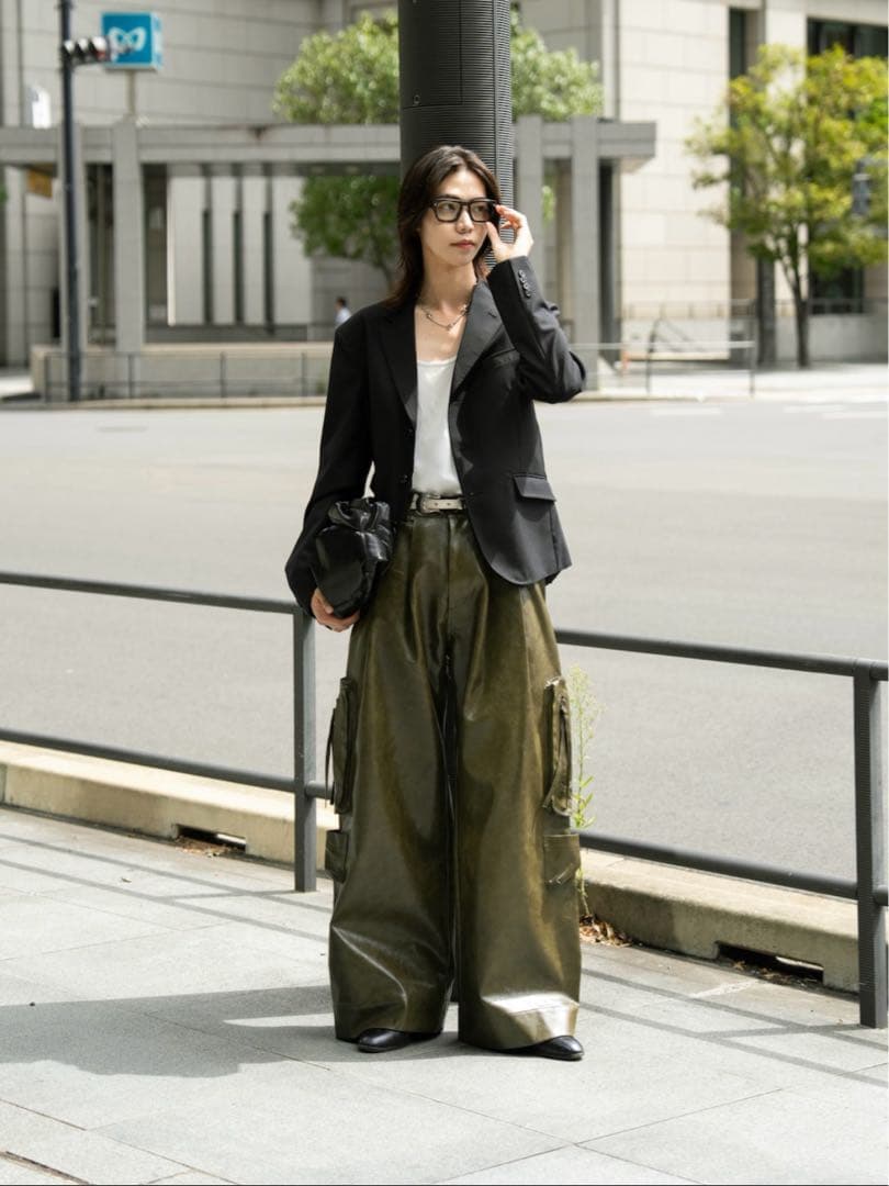 soerte ヴィンテージライクミリタリーカーゴパンツ(合皮) サイズ1 カーキ