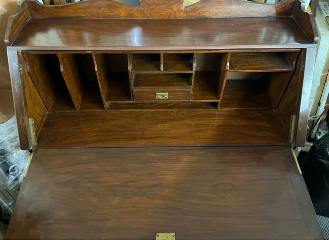 アンティーク 古家具 ガブリオレレッグ ライティングビューロー 鍵付