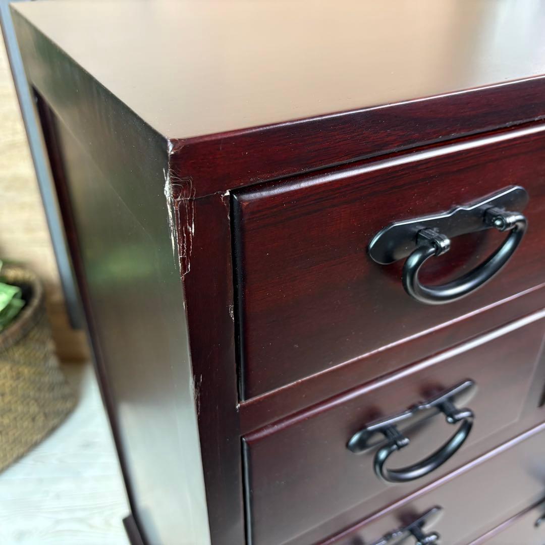 訳あり品！【132】民芸家具桐材多引き出しチェストタンスD48㎝×65㎝完成品