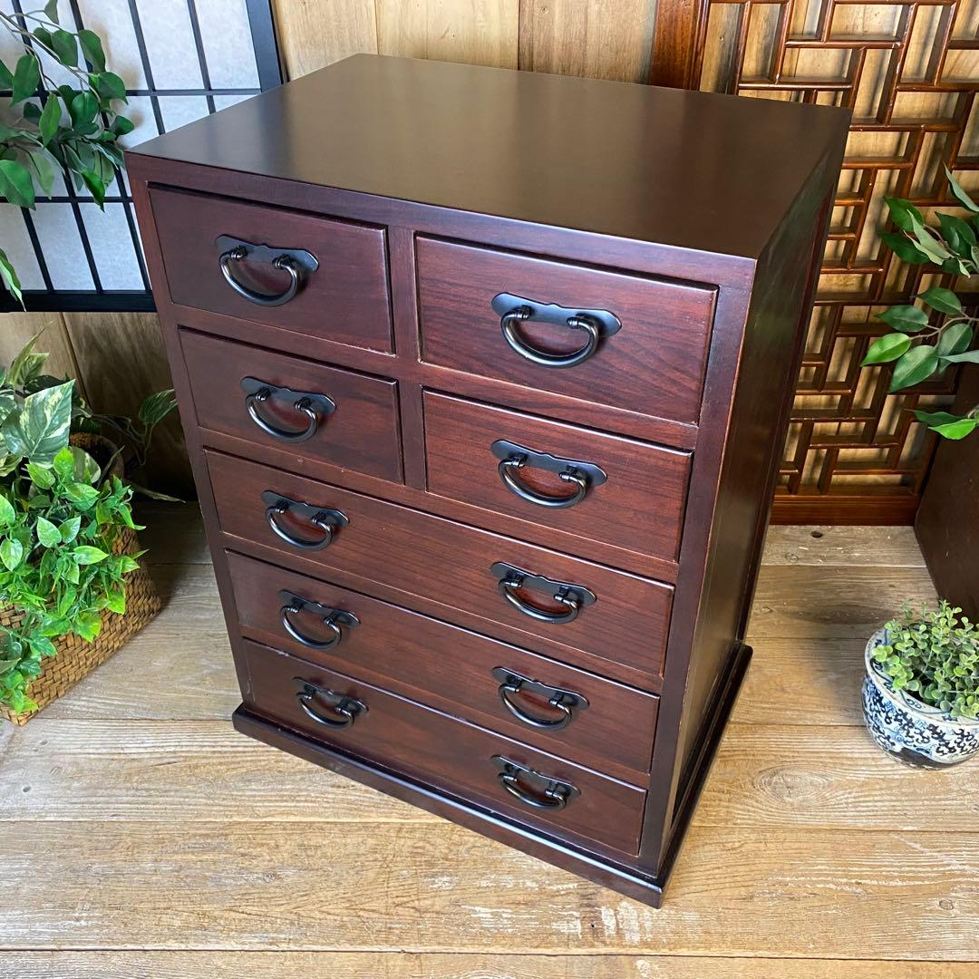 訳あり品！【132】民芸家具桐材多引き出しチェストタンスD48㎝×65㎝完成品