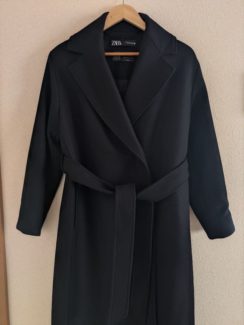 ZARA ブラック ロングコート Mantecoウール