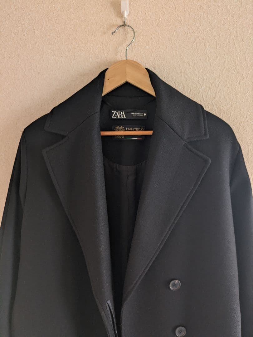 ZARA ブラック ロングコート Mantecoウール