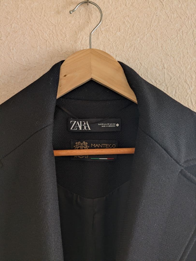 ZARA ブラック ロングコート Mantecoウール