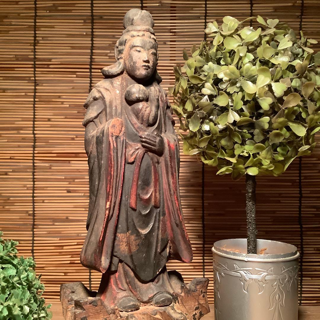 室町期「夜叉・鬼子母神」鬼子母神信仰・訶梨帝母・外護神・木彫彩色