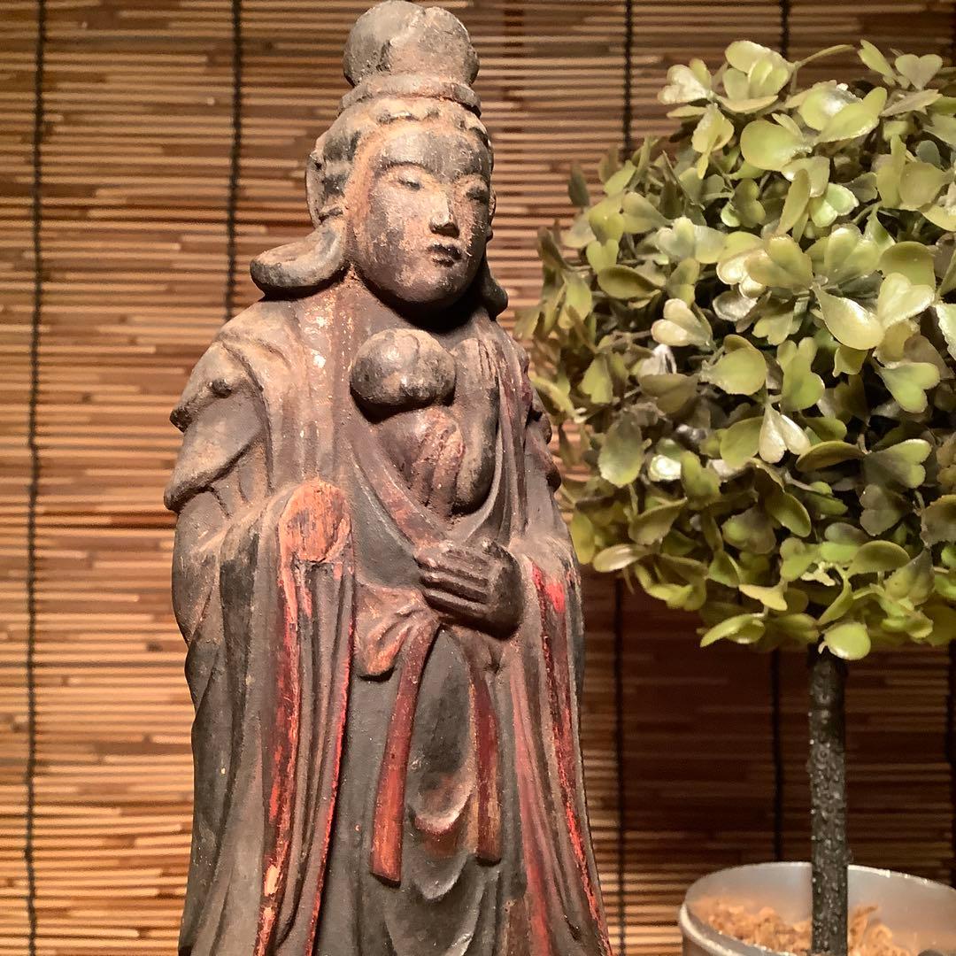 室町期「夜叉・鬼子母神」鬼子母神信仰・訶梨帝母・外護神・木彫彩色