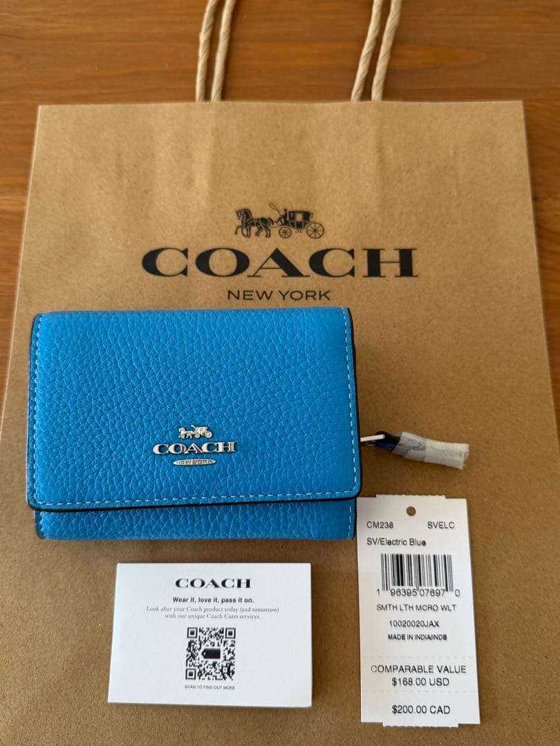 【新品・未使用】COACH 三つ折り財布 CM238-SV ブルー