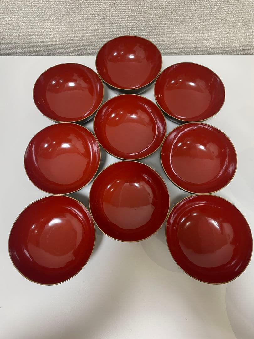 明治 大正期 会津塗 鉄錆塗 蒔絵 富士山 松 梅 木製 蓋付き お椀 内朱 ①