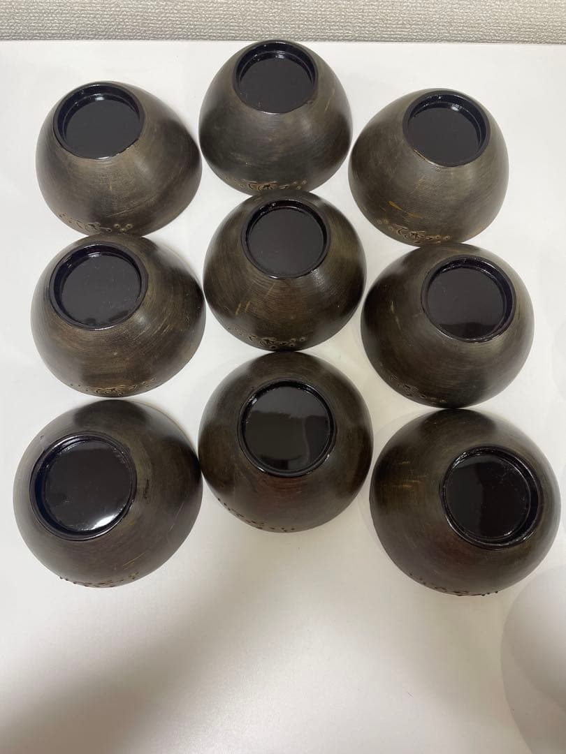 明治 大正期 会津塗 鉄錆塗 蒔絵 富士山 松 梅 木製 蓋付き お椀 内朱 ①