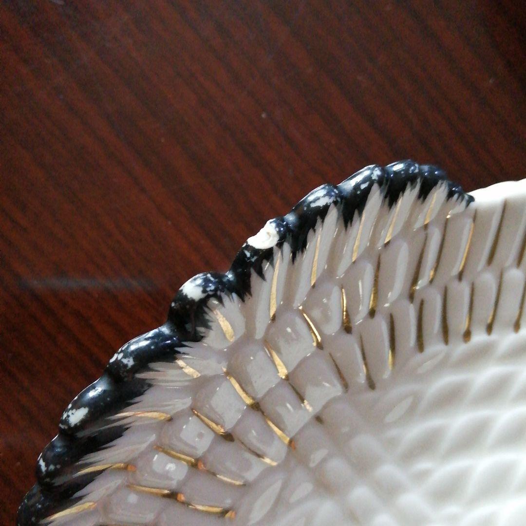 京焼　鶴形扇皿　10枚　20cm　大正～昭和初期