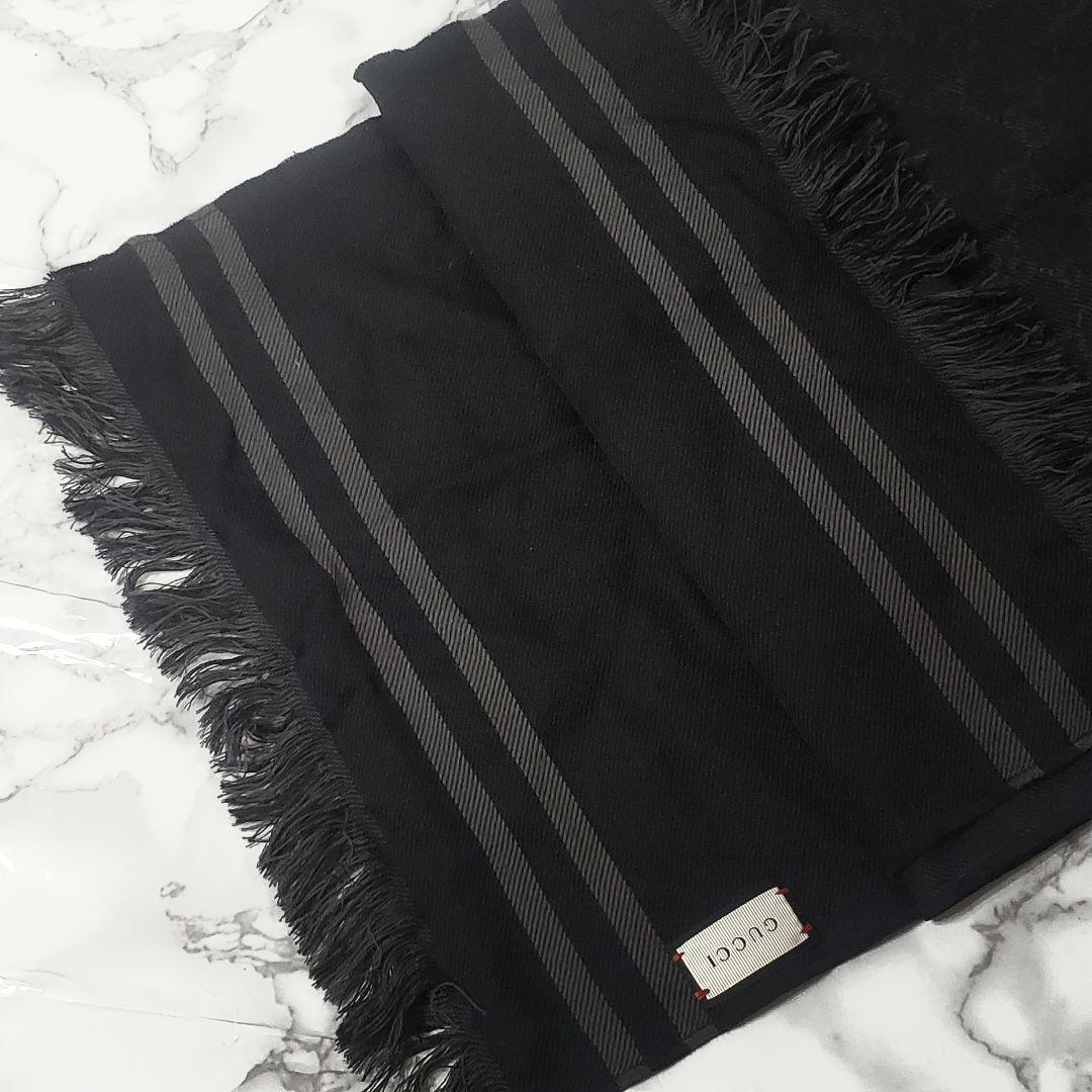 GUCCI グッチ マフラー GG柄 ブラック系 ストール レディース