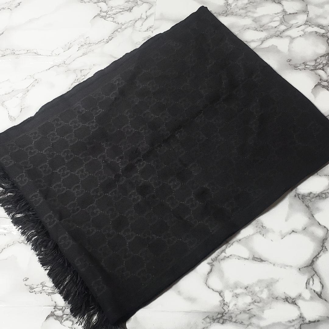 GUCCI グッチ マフラー GG柄 ブラック系 ストール レディース