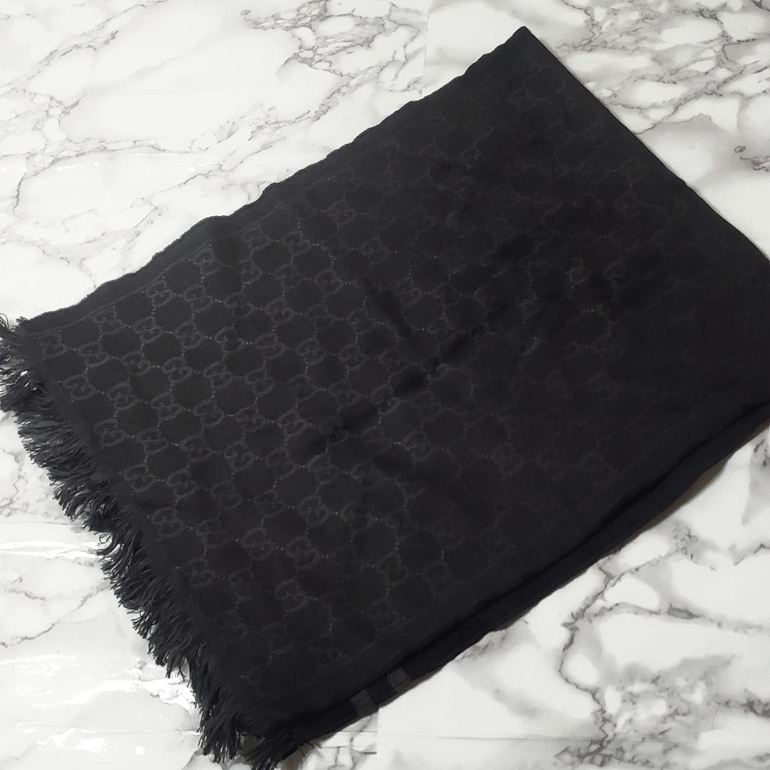 GUCCI グッチ マフラー GG柄 ブラック系 ストール レディース