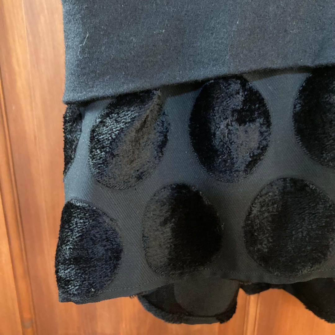 Y's ワイズ　ハイネック　ドット柄ロングワンピース　ブラック　Mサイズ　ウール