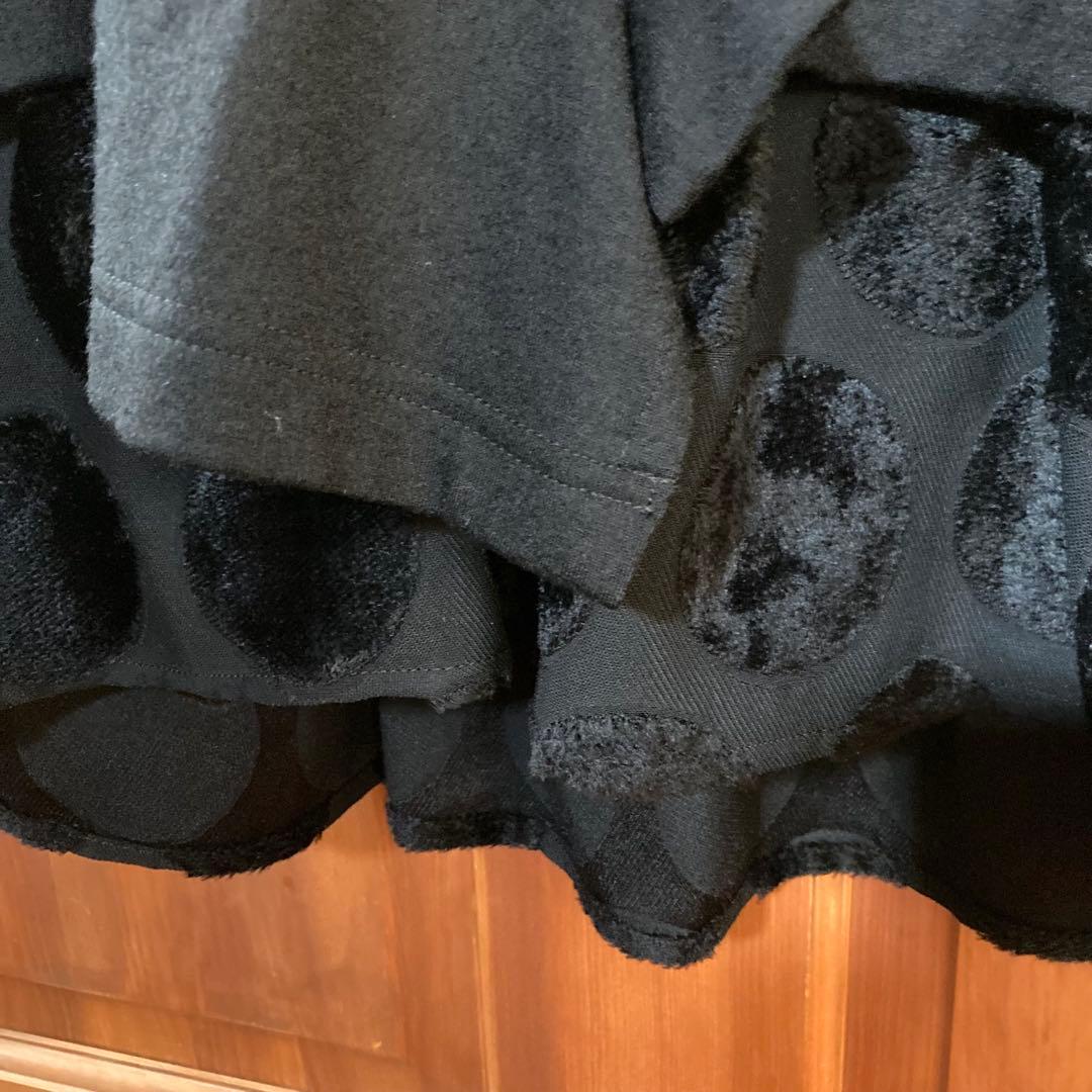 Y's ワイズ　ハイネック　ドット柄ロングワンピース　ブラック　Mサイズ　ウール