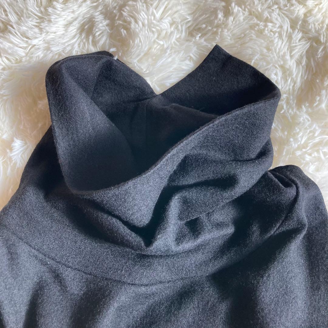 Y's ワイズ　ハイネック　ドット柄ロングワンピース　ブラック　Mサイズ　ウール