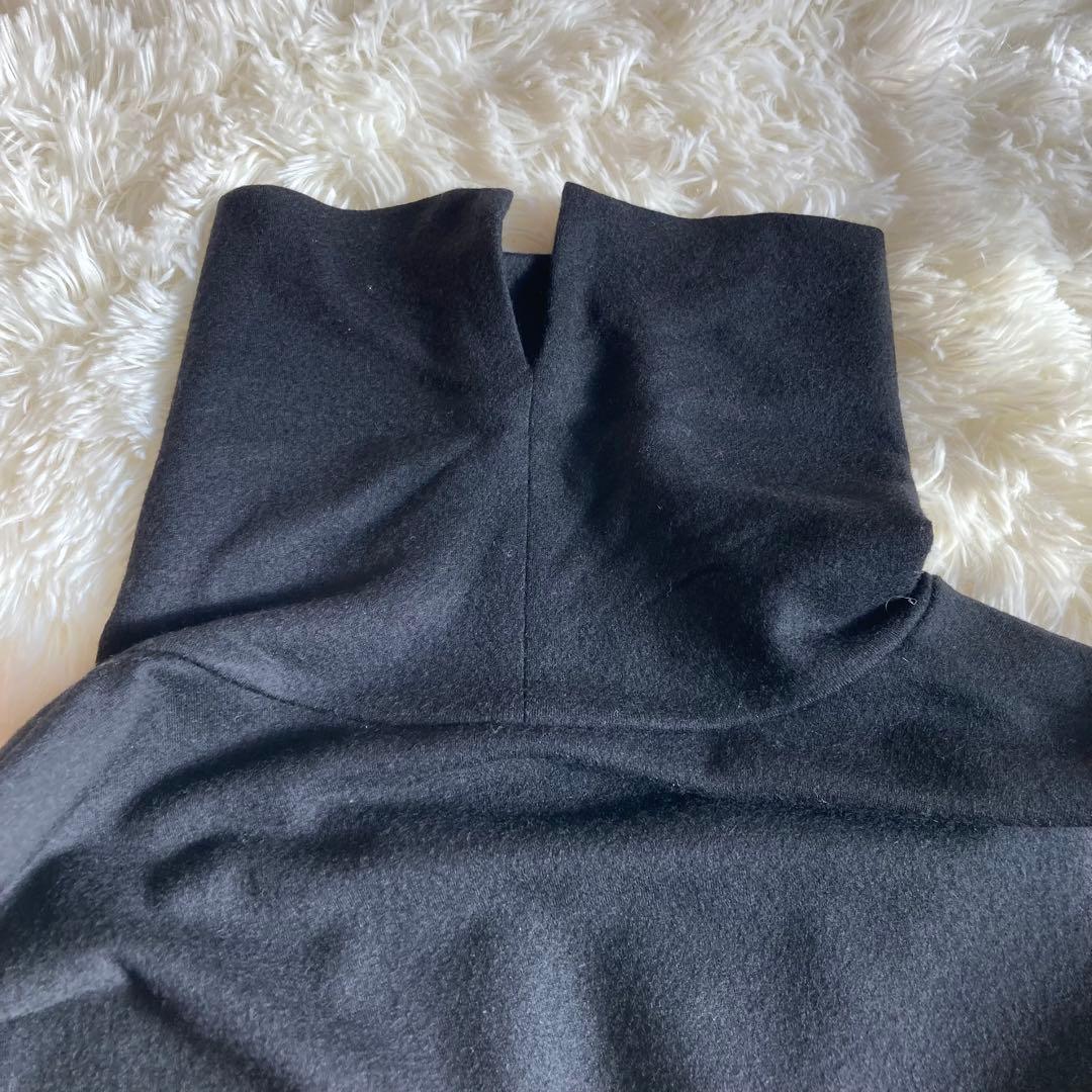 Y's ワイズ　ハイネック　ドット柄ロングワンピース　ブラック　Mサイズ　ウール