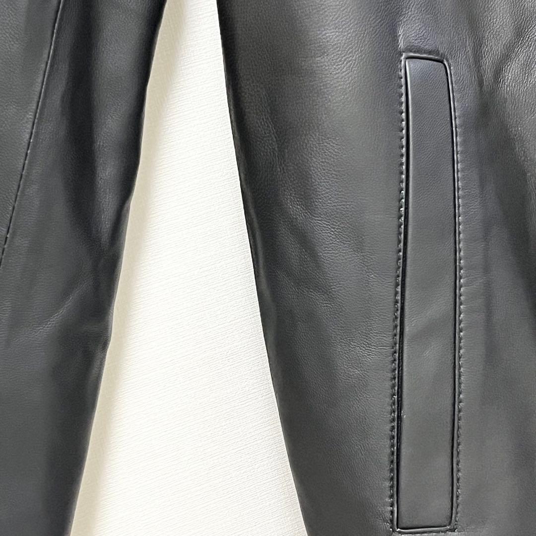 【タグ付未使用】リビーリュッカ ライナー付き 本革 ノーカラー コート ブラック