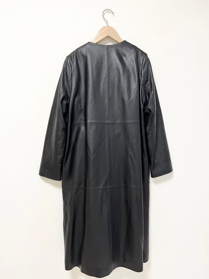 【タグ付未使用】リビーリュッカ ライナー付き 本革 ノーカラー コート ブラック