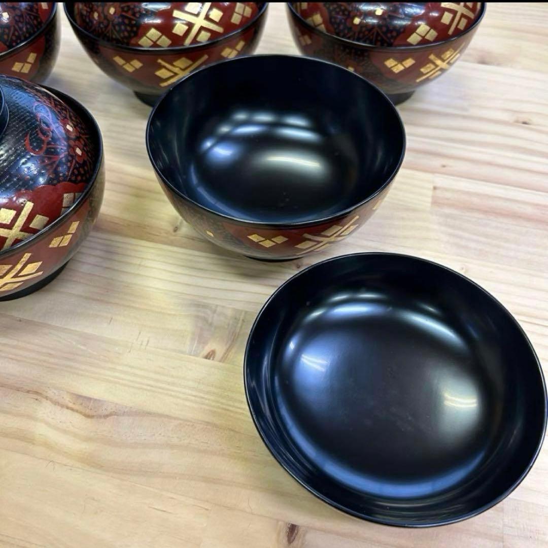 輪島塗り 木製 椀 5客揃 お椀 吸物椀 汁椀 懐石 漆器 漆塗 和食器 蒔絵