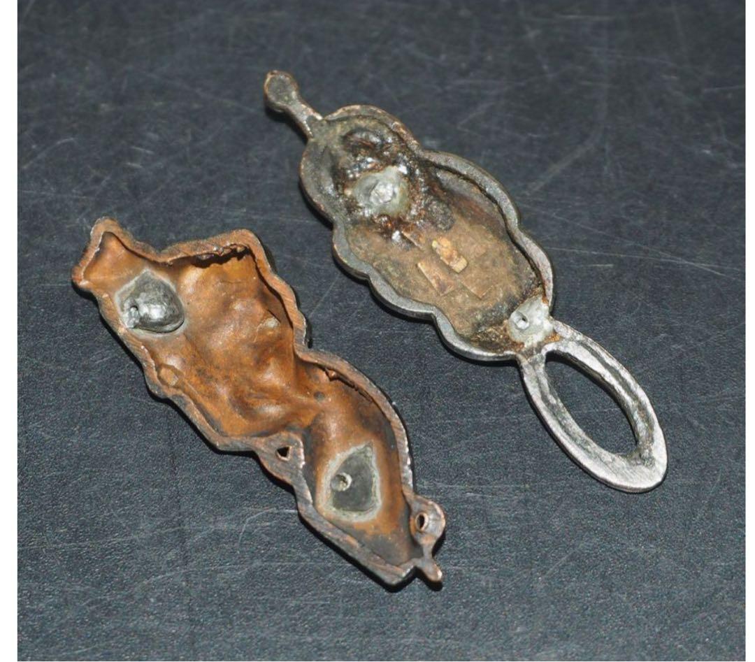 送料無料　江戸時代　目貫2点　刀装具　木箱付