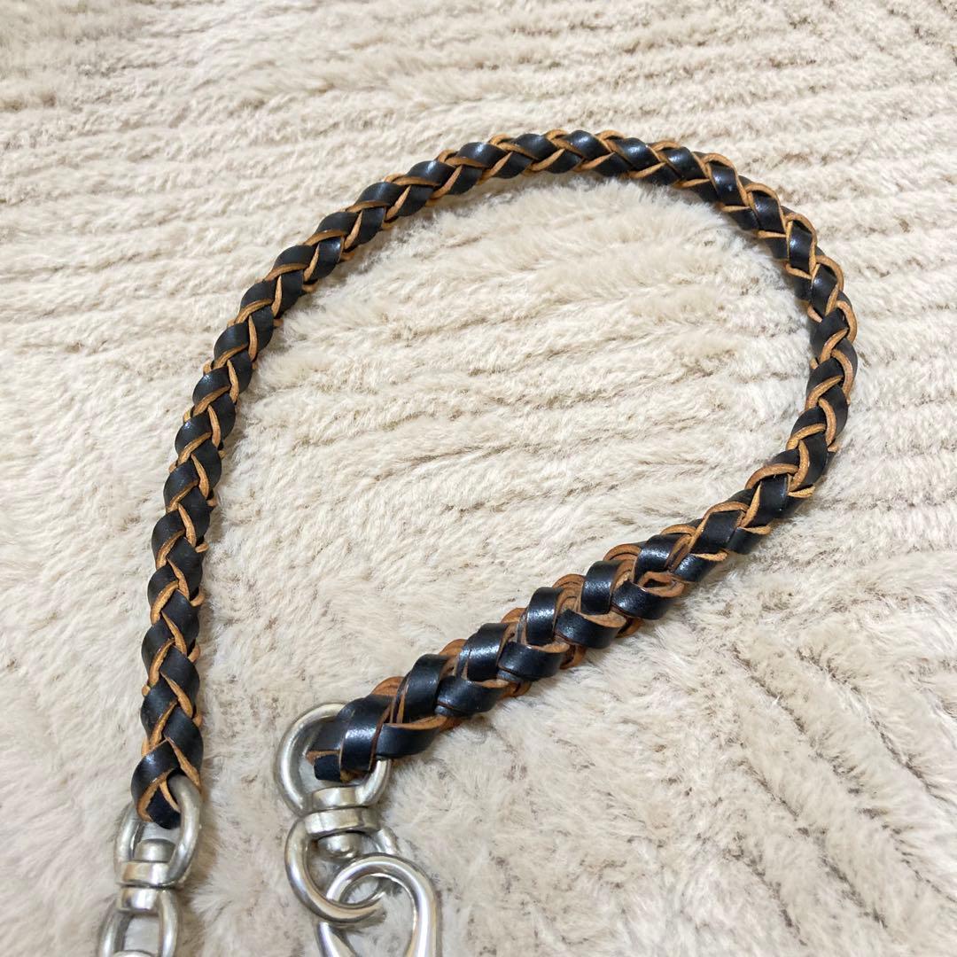 LAST CROPS ラストクロップス　レザー　編み込み　ウォレットロープ　黒