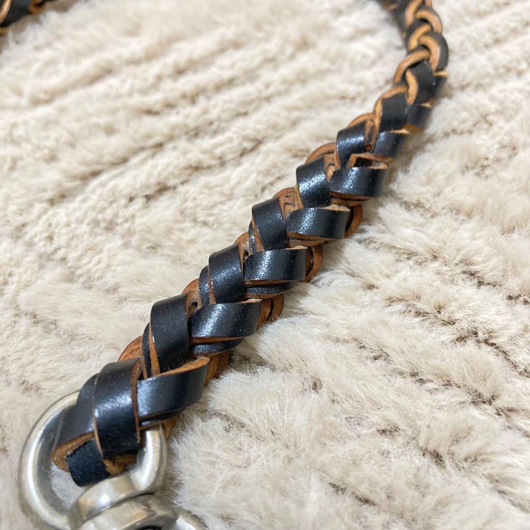 LAST CROPS ラストクロップス　レザー　編み込み　ウォレットロープ　黒