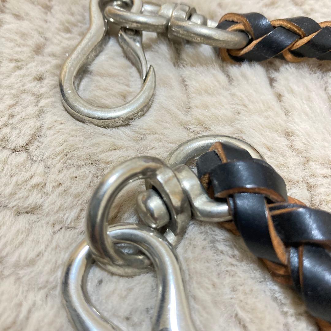 LAST CROPS ラストクロップス　レザー　編み込み　ウォレットロープ　黒