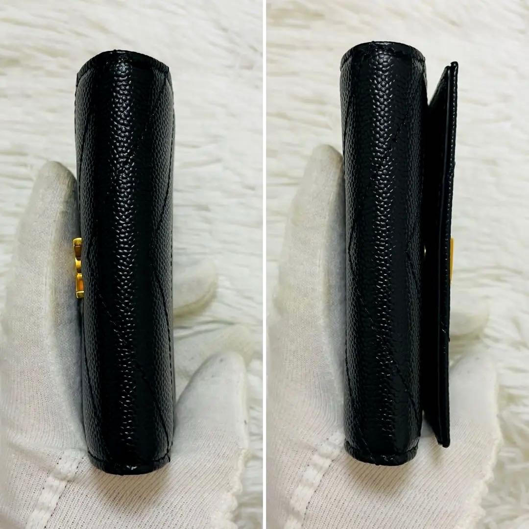 未使用級✨サンローラン キーケース 6連 キャビアスキン Vステッチ 黒