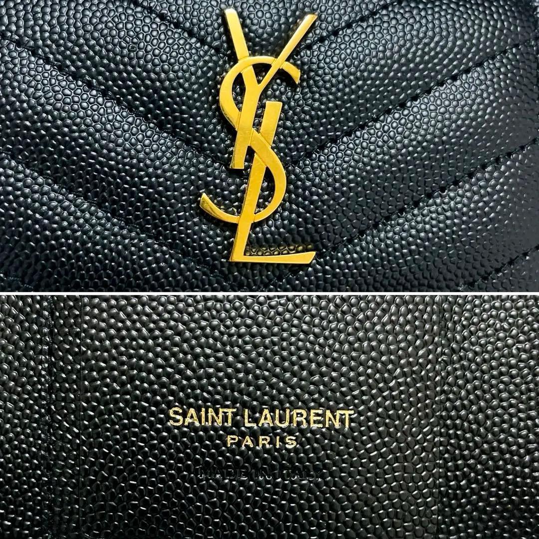 未使用級✨サンローラン キーケース 6連 キャビアスキン Vステッチ 黒