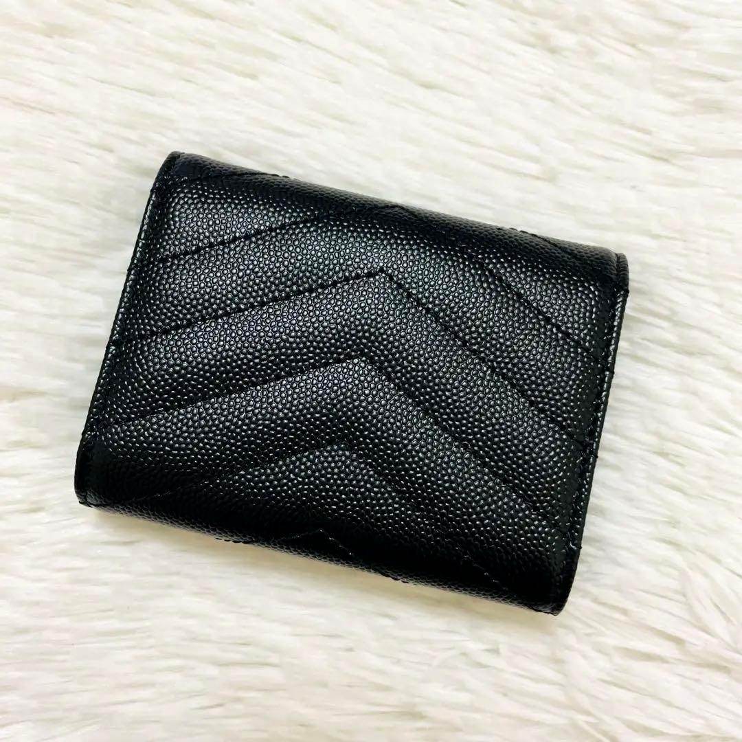 未使用級✨サンローラン キーケース 6連 キャビアスキン Vステッチ 黒