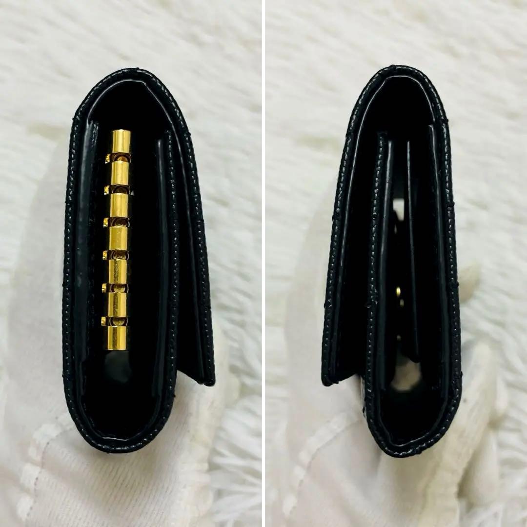 未使用級✨サンローラン キーケース 6連 キャビアスキン Vステッチ 黒
