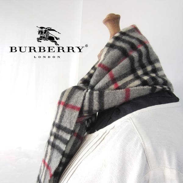 美品　BURBARRY／バーバリー★　チェック　カシミヤマフラー