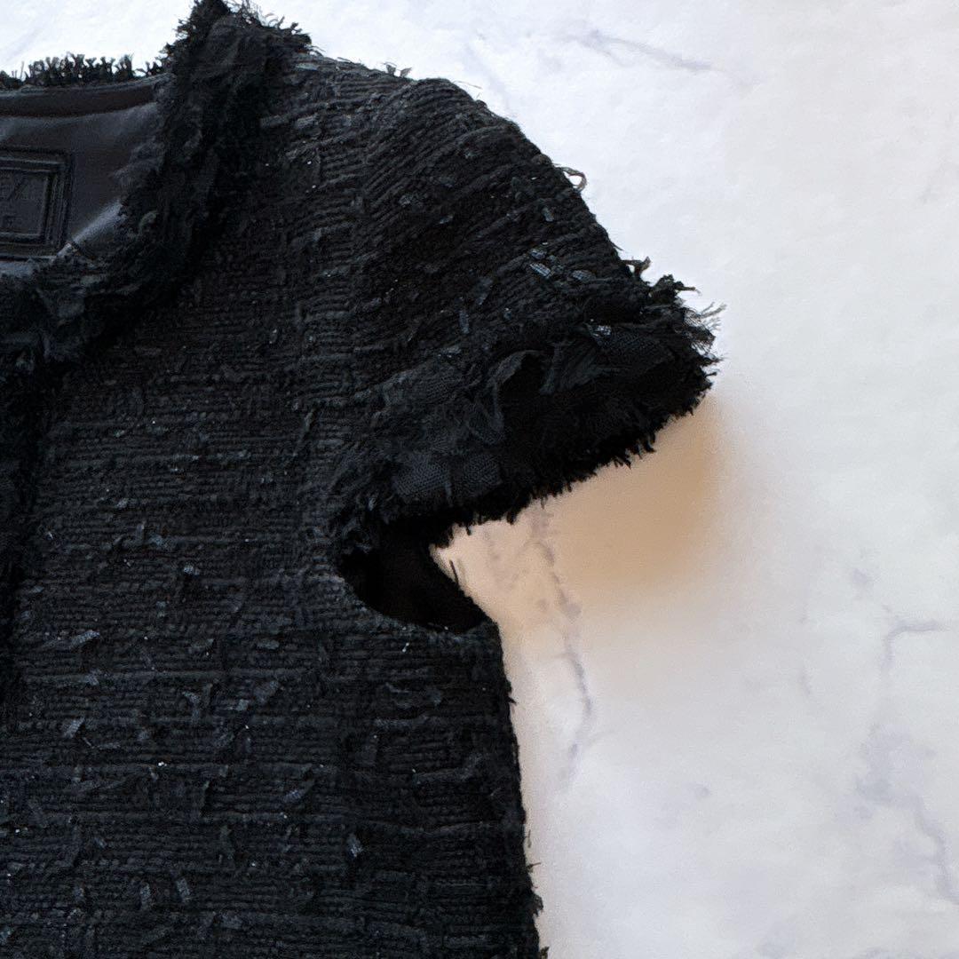 【美品】フォクシーブティック ツイード フリンジ ジャケット ボレロ ブラック