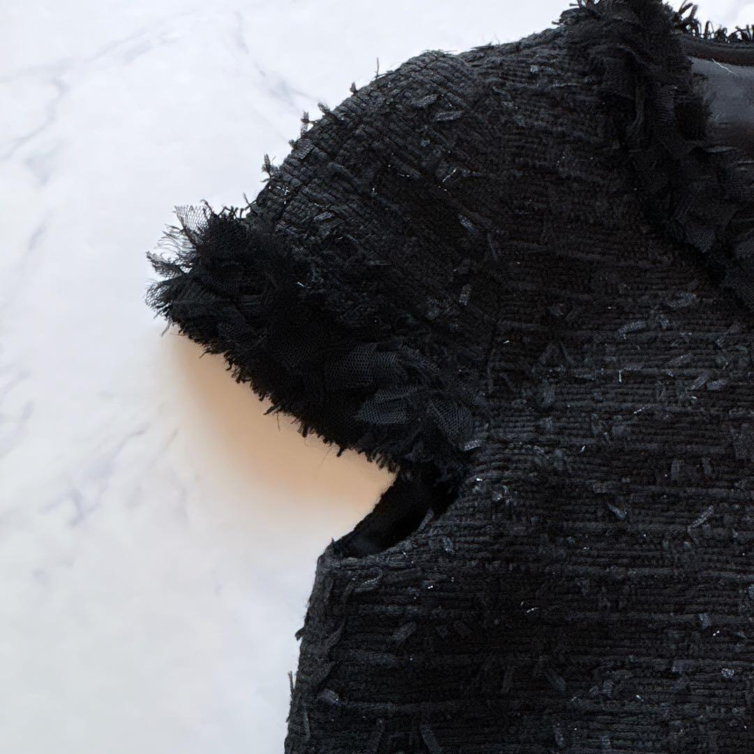 【美品】フォクシーブティック ツイード フリンジ ジャケット ボレロ ブラック