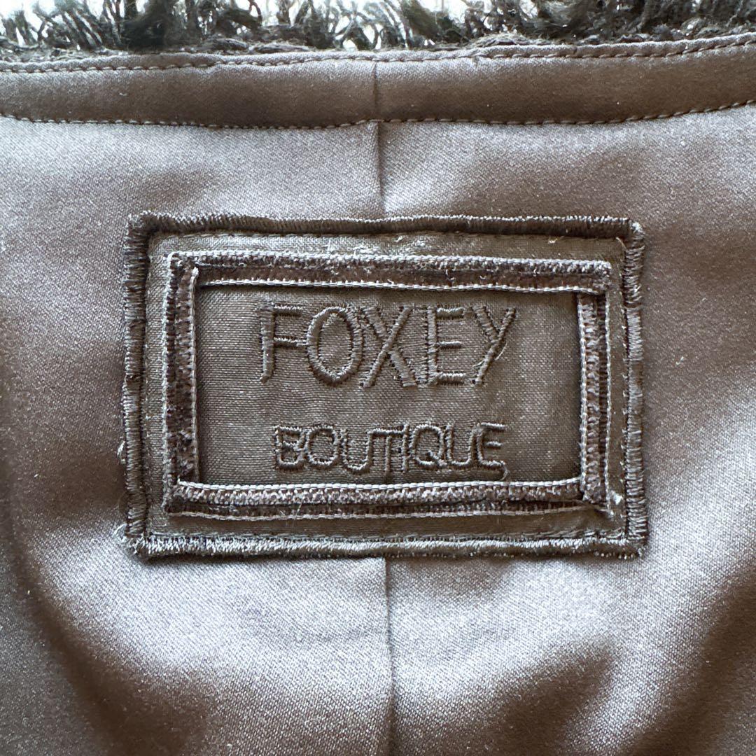 【美品】フォクシーブティック ツイード フリンジ ジャケット ボレロ ブラック