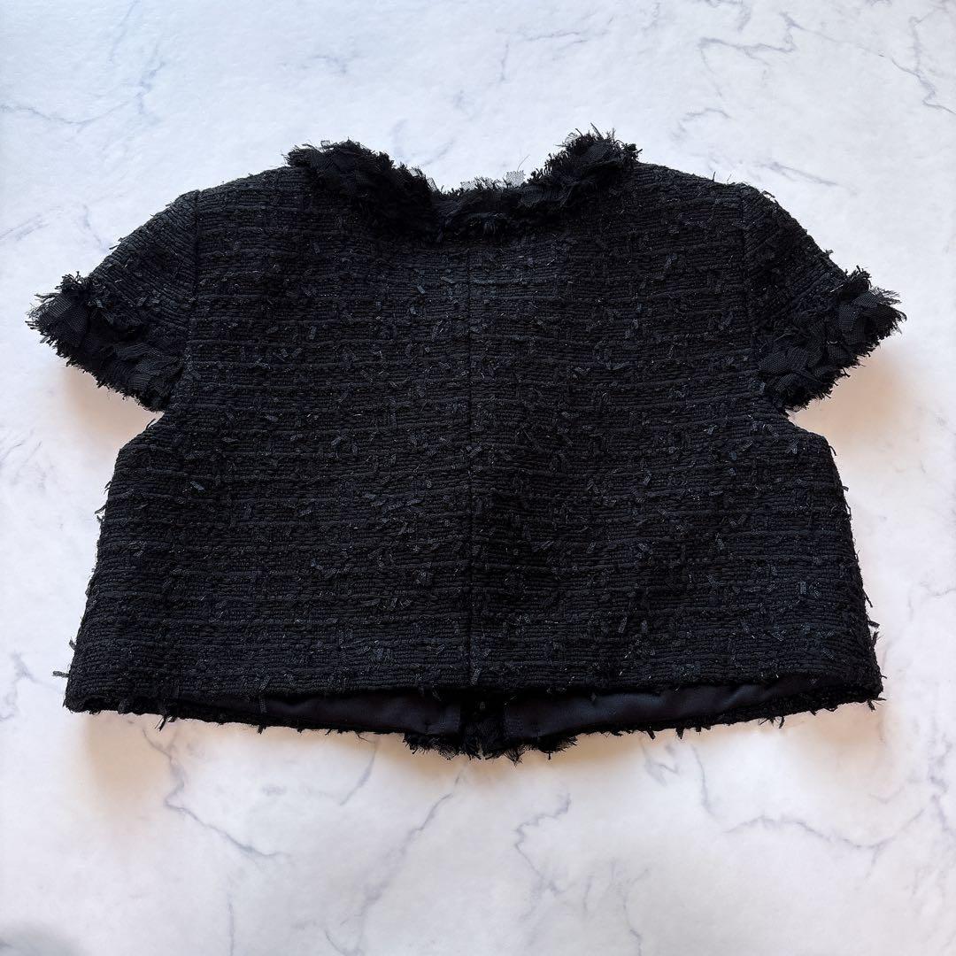 【美品】フォクシーブティック ツイード フリンジ ジャケット ボレロ ブラック