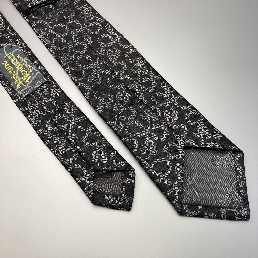 【希少】ヴィヴィアンウエストウッド　スクイグル柄　総柄スリムネクタイ　ナロー