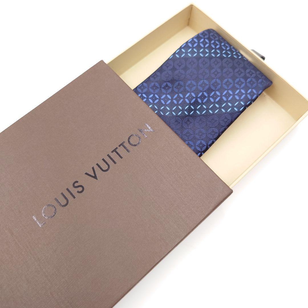 美品 箱付き　LOUIS VUITTON ネクタイ モノグラム 青　シルク