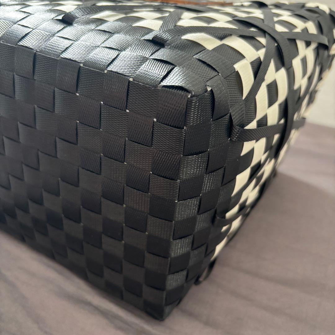 MARNI ブラック✖︎アイボリー 編み込み バスケットバッグ