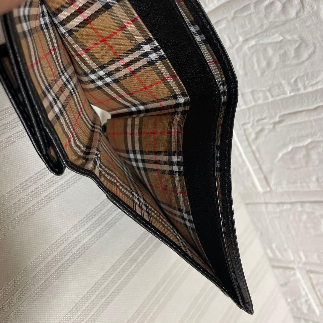 BURBERRY バーバリー 2つ折り財布 レザー ブラック 未使用 劣化あり