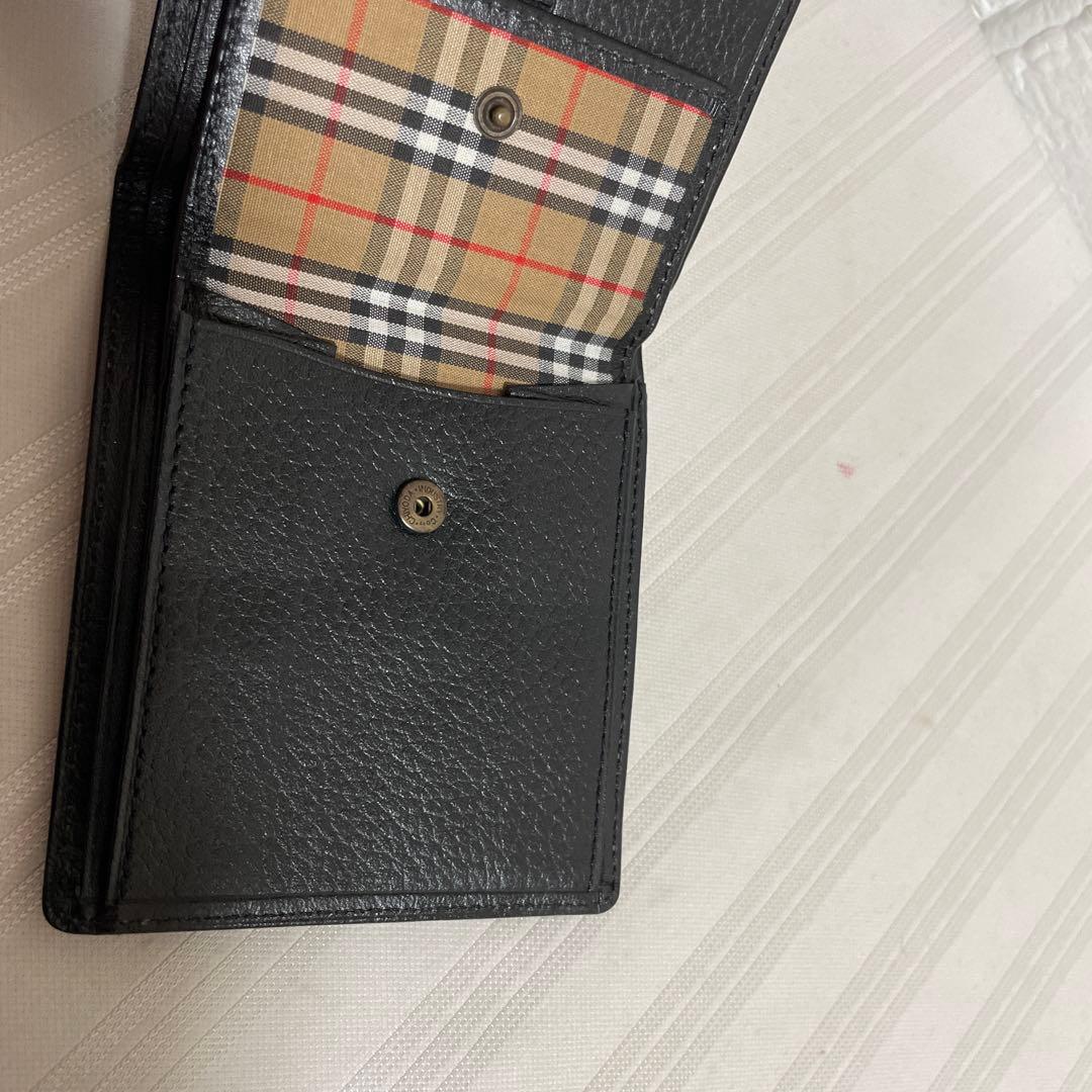 BURBERRY バーバリー 2つ折り財布 レザー ブラック 未使用 劣化あり