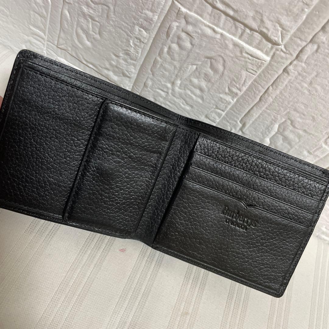 BURBERRY バーバリー 2つ折り財布 レザー ブラック 未使用 劣化あり